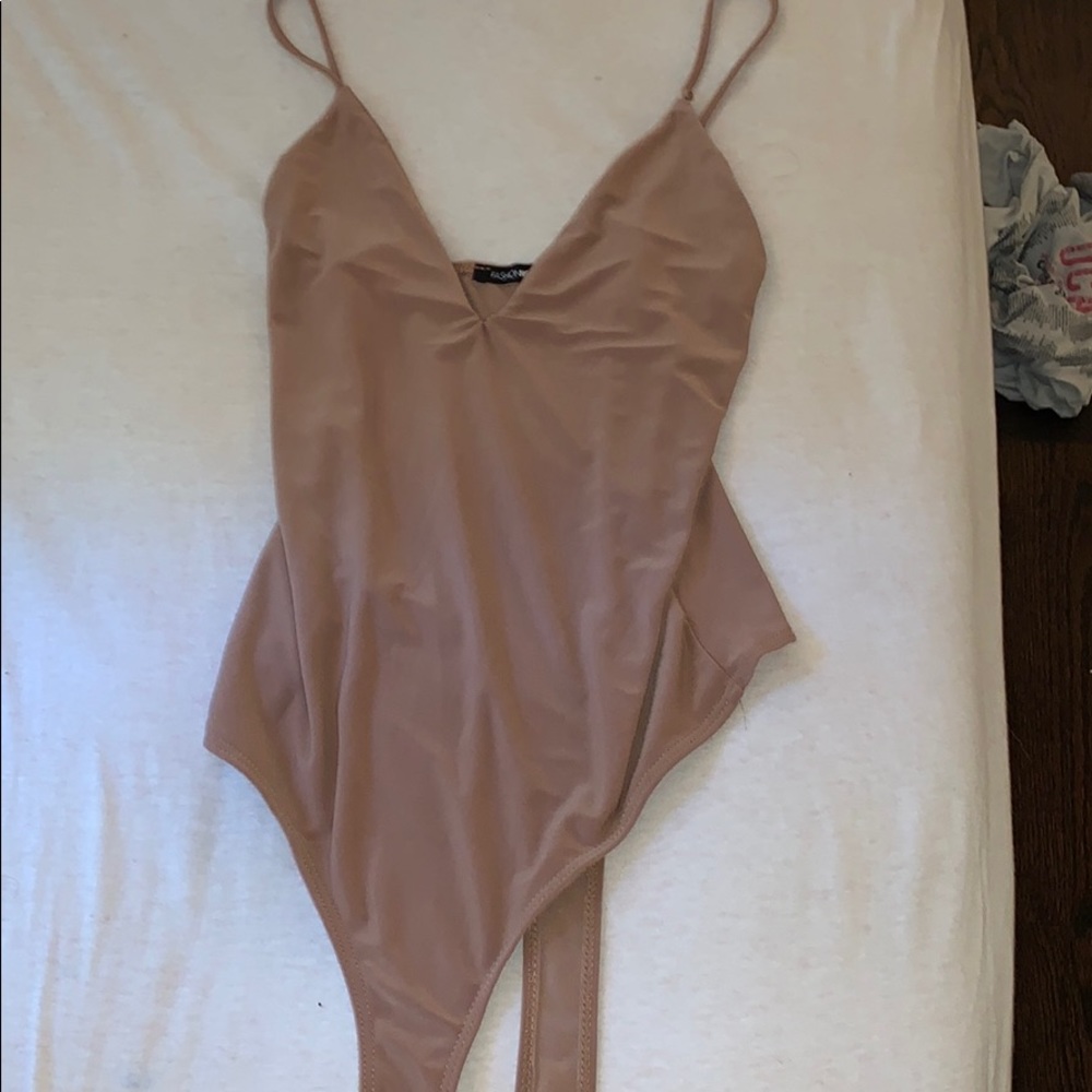 Super cute tan v cut body suit!